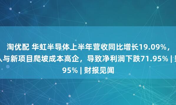 淘优配 华虹半导体上半年营收同比增长19.09%，研发投入与新项目爬坡成本高企，导致净利润下跌71.95% | 财报见闻